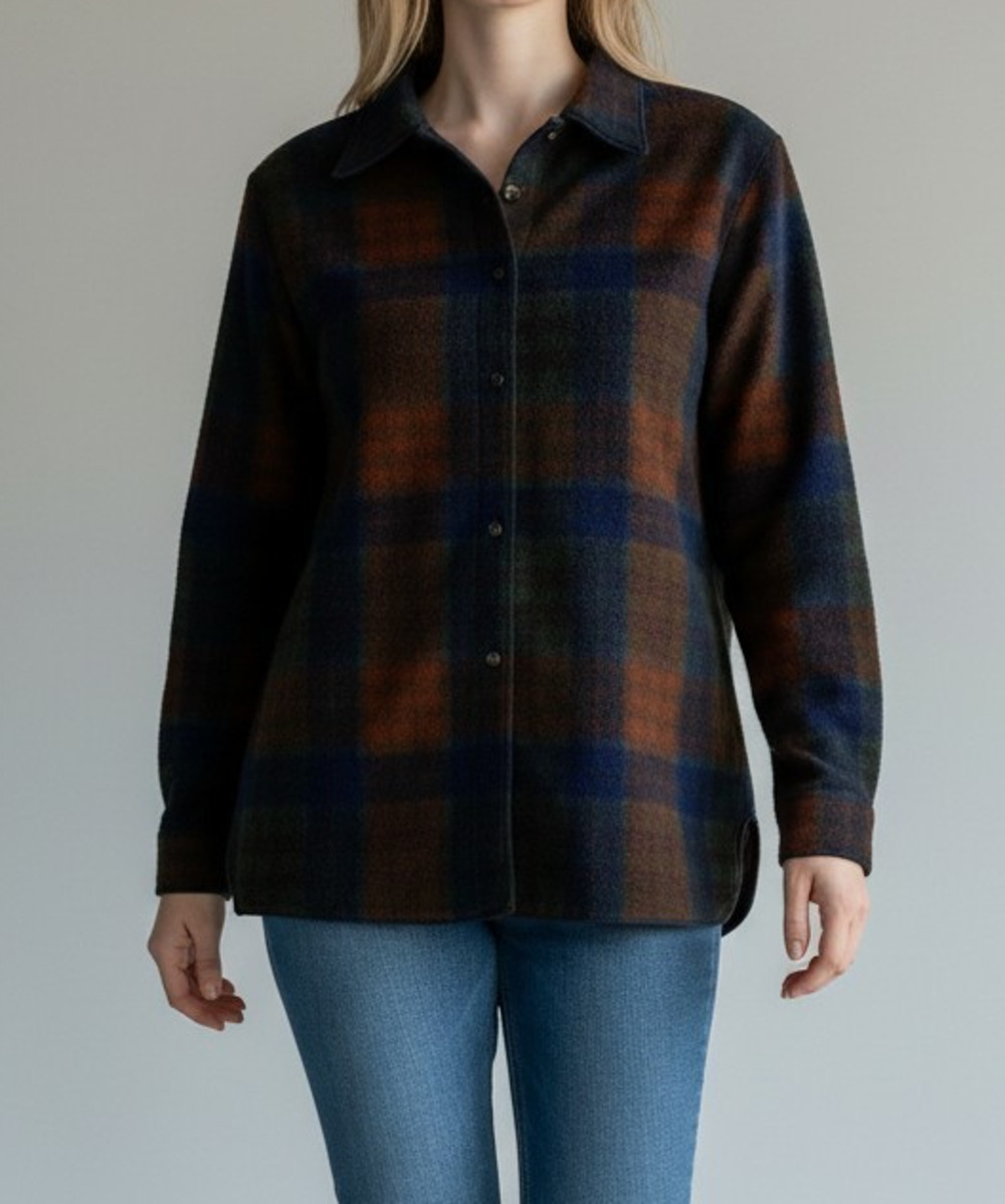 Route 66 Womens Medium Green Red Plaid Button Up Shirt 100% Polyester